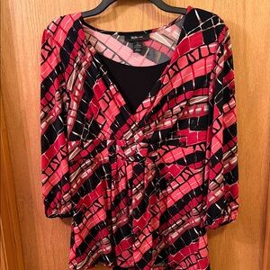 Style&co Women's Red and Black Patterned Blouse